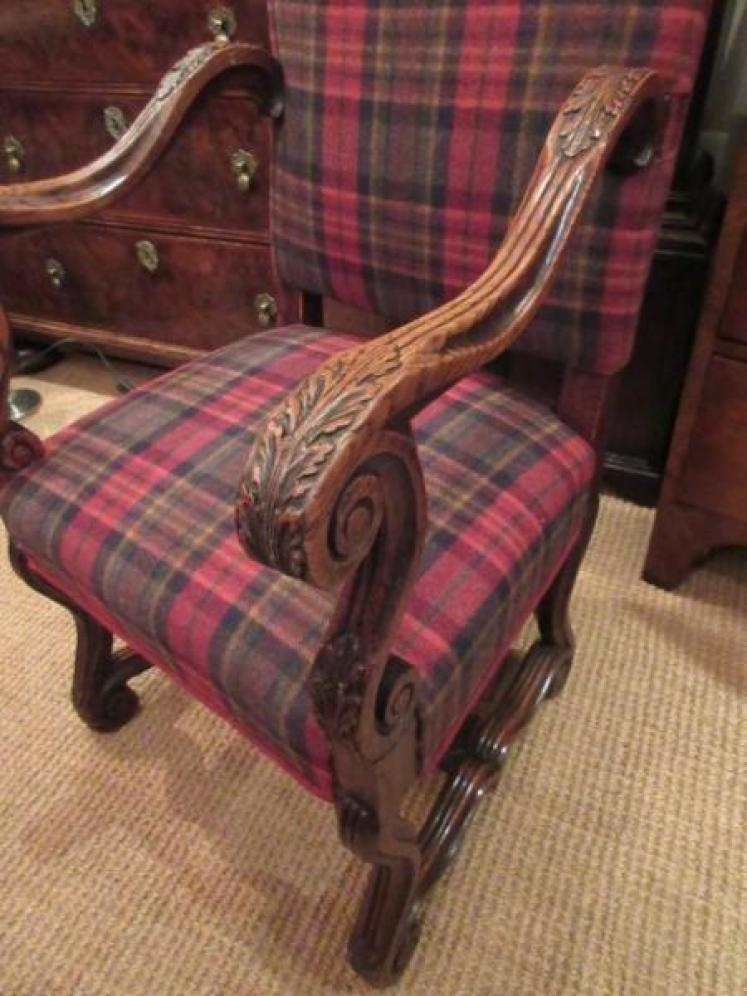 Late 19th Century Foliage Carved Open Armchair - Image 2