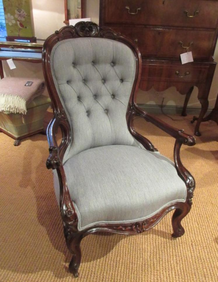 Superb Early Victorian Rosewood Open Armchair - Image 1