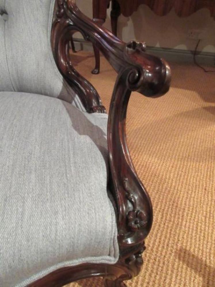 Superb Early Victorian Rosewood Open Armchair - Image 3