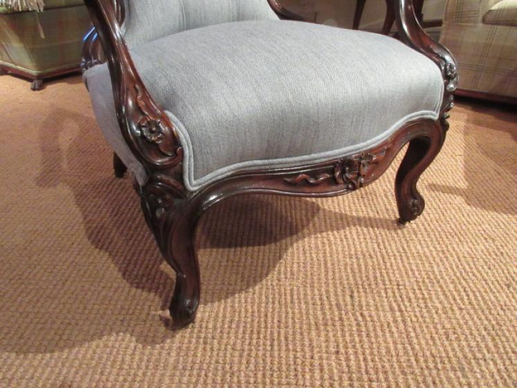 Superb Early Victorian Rosewood Open Armchair - Image 5