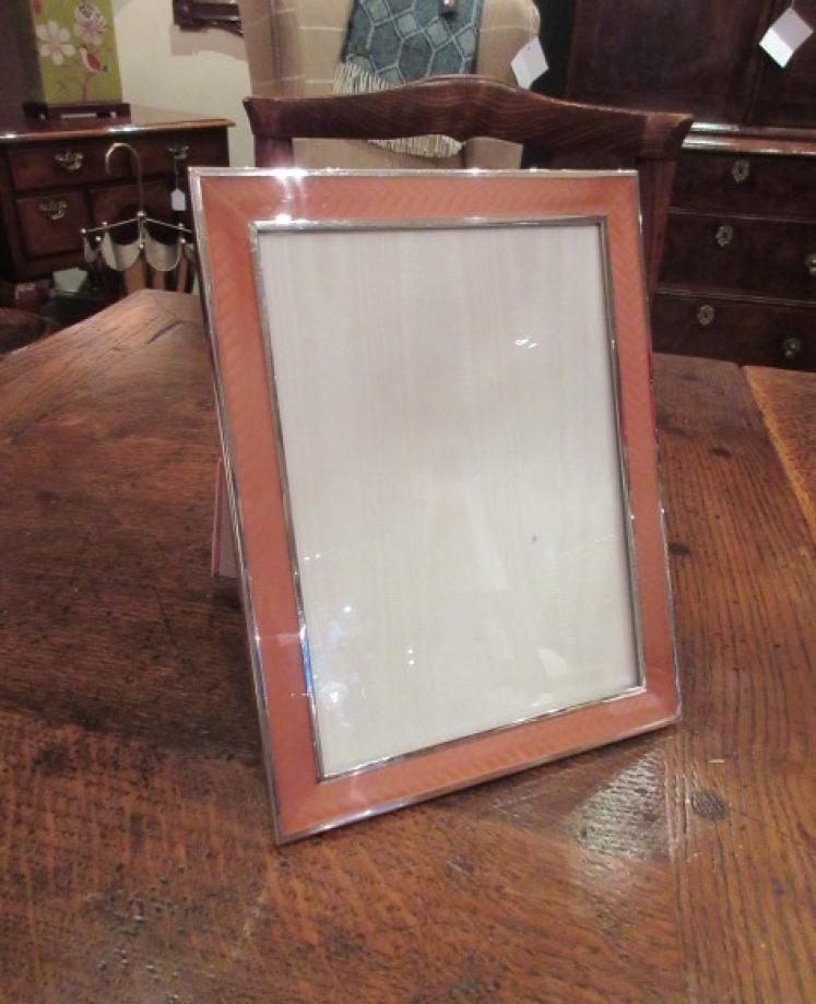 Large Art Deco Period Silver & Enamel Photo Frame  - Image 1