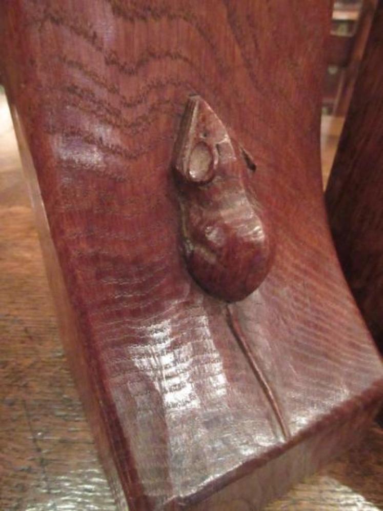 Early Pair of Mouseman Adzed Oak Bookends.c.1940 - Image 2