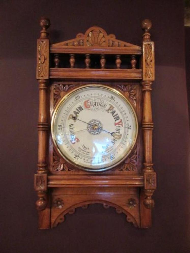 Superb Mid Victorian Polished Oak Hall Barometer - Image 1