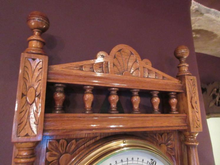 Superb Mid Victorian Polished Oak Hall Barometer - Image 3