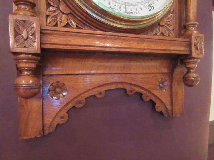 Superb Mid Victorian Polished Oak Hall Barometer - Image 4