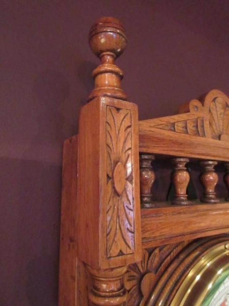 Superb Mid Victorian Polished Oak Hall Barometer - Image 5