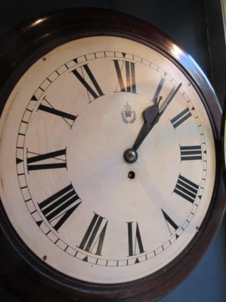 Genuine Ex RAF Mahogany 14" Fusee Dial Wall Clock - Image 2