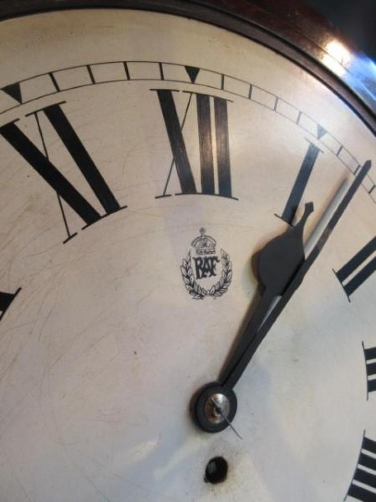 Genuine Ex RAF Mahogany 14" Fusee Dial Wall Clock - Image 3
