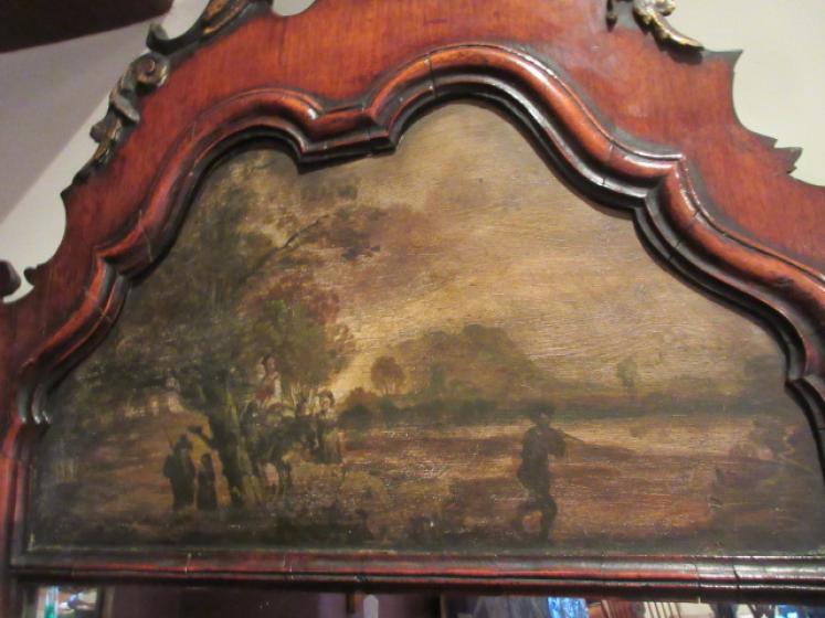 Early Victorian Mahogany Painted Panel Wall Mirror - Image 3