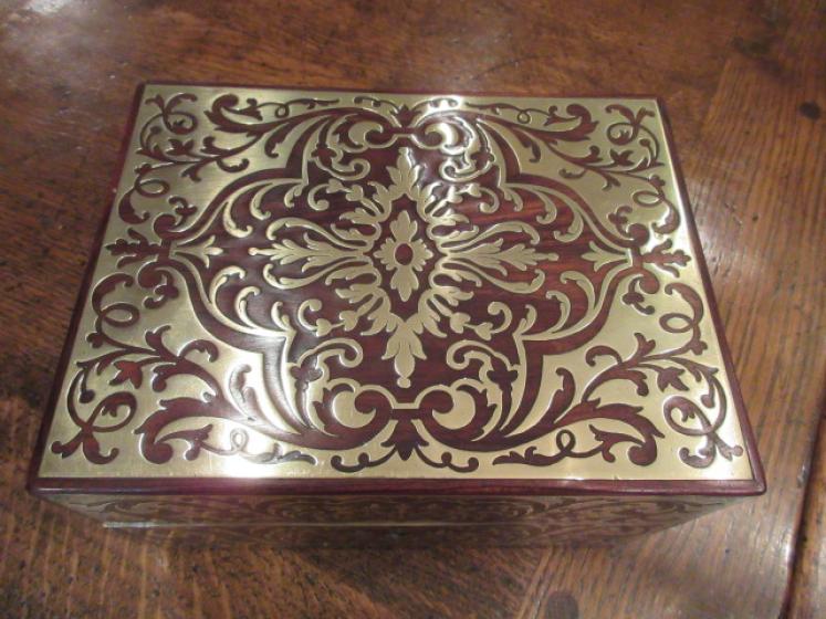 Fine Early Victorian Rosewood & Brass Inlaid Jewel Box - Image 2