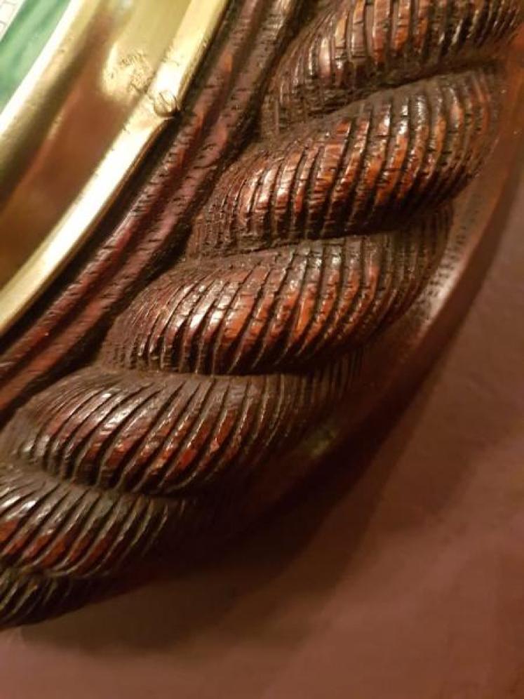 Carved Oak Rope Edge Ships Barometer - Image 2