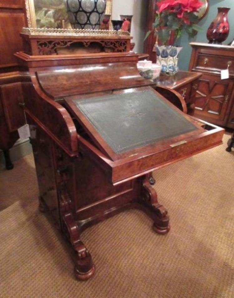 Superb Mid Victorian Burr Walnut Piano Front Davenport Desk - Image 1