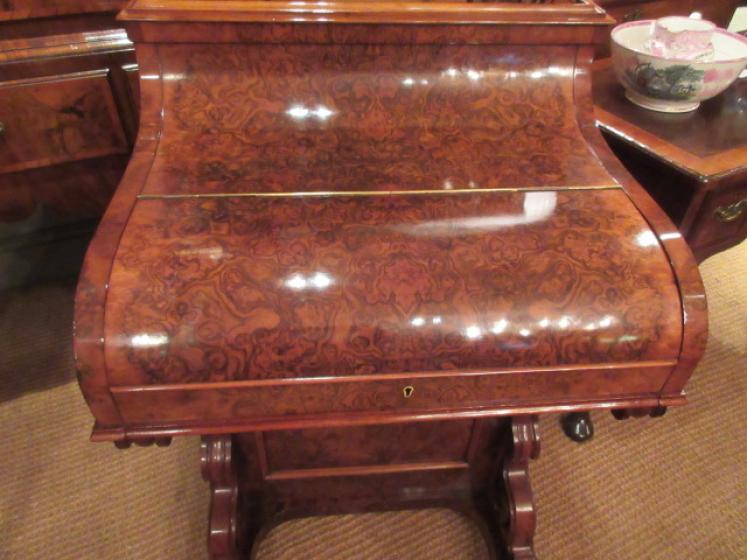 Superb Mid Victorian Burr Walnut Piano Front Davenport Desk - Image 2