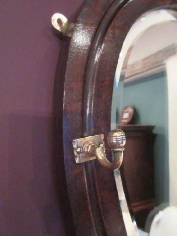 Late 19th Century Polished Oak 'Horseshoe' Hall Mirror - Image 3
