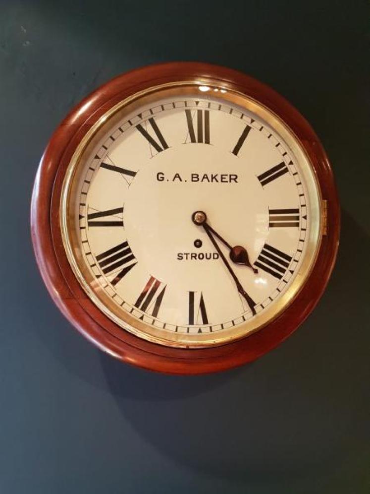 Mid Victorian Mahogany 12" Fusee Dial Wall Clock - Image 1