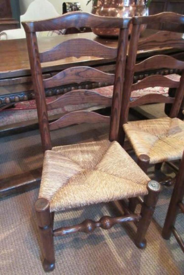 Set of Six 19th century Ash Rush Seated Chairs - Image 2