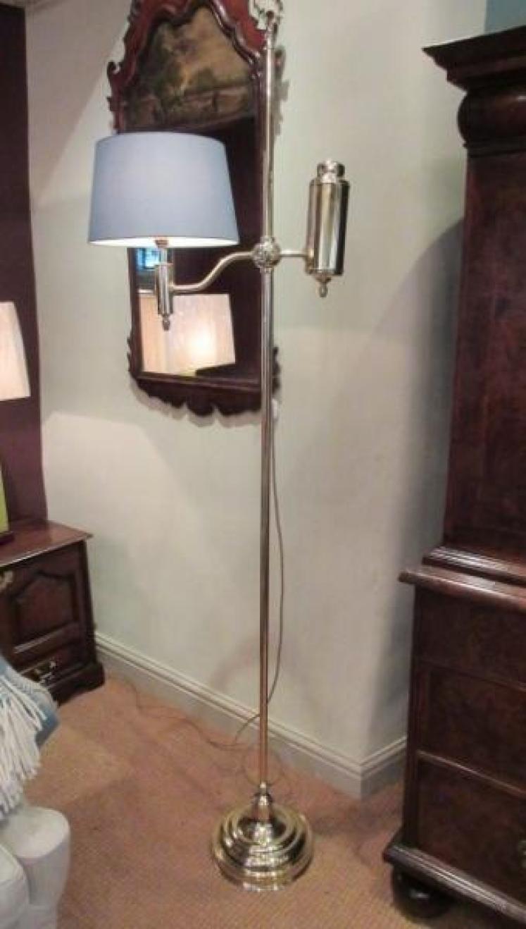 Edwardian Period Brass Rise & Fall Lamp Standard - Image 2
