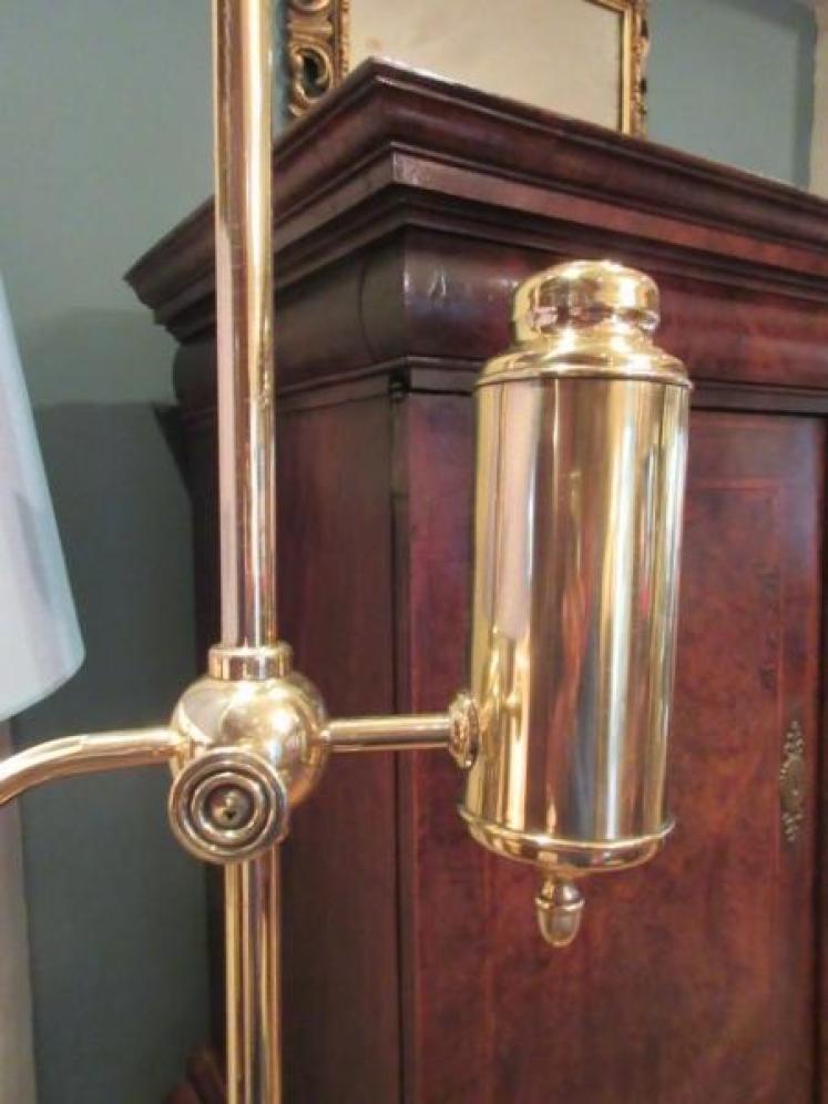Edwardian Period Brass Rise & Fall Lamp Standard - Image 3