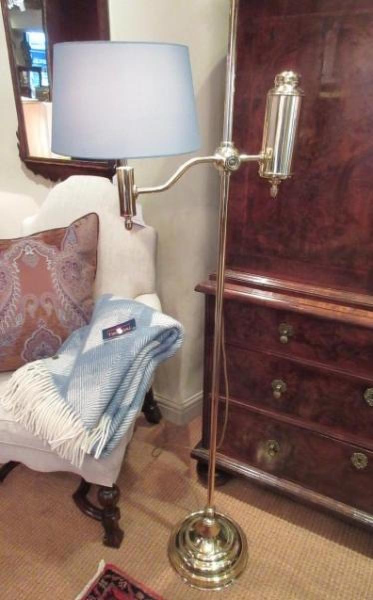 Edwardian Period Brass Rise & Fall Lamp Standard - Image 5