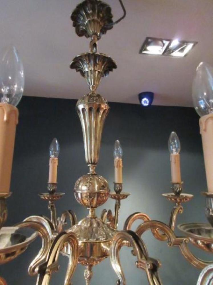 Edwardian Period Cast Brass Eight Arm Chandelier - Image 3