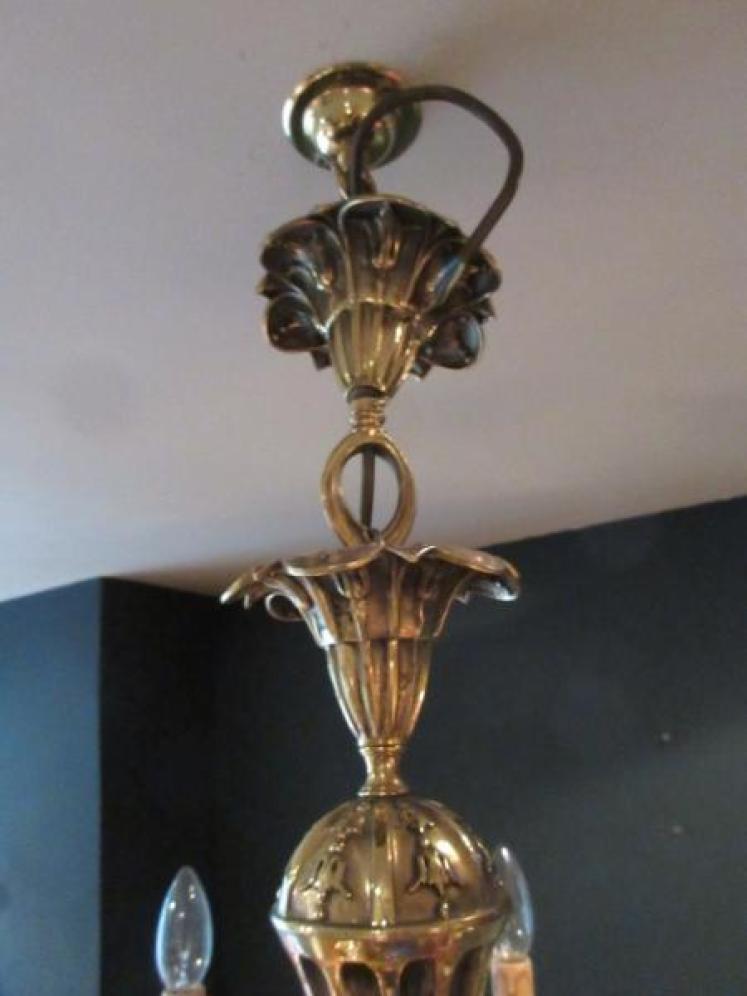 Edwardian Period Cast Brass Eight Arm Chandelier - Image 5