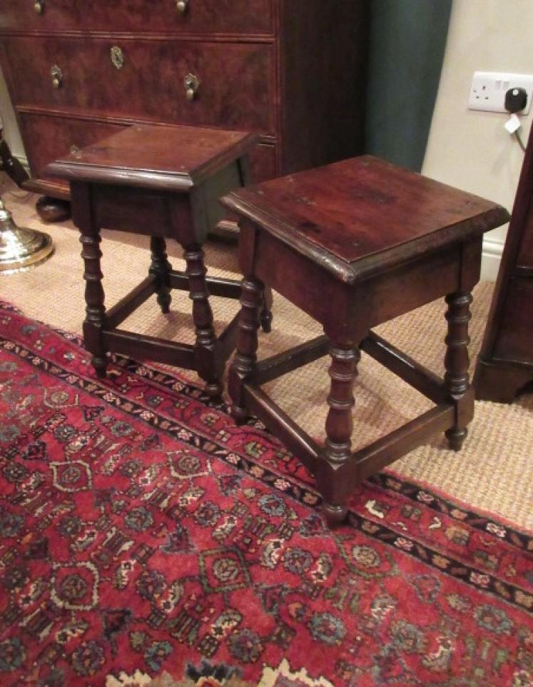 Pair of George III Period Fruitwood & Oak Joint Stools - Image 1