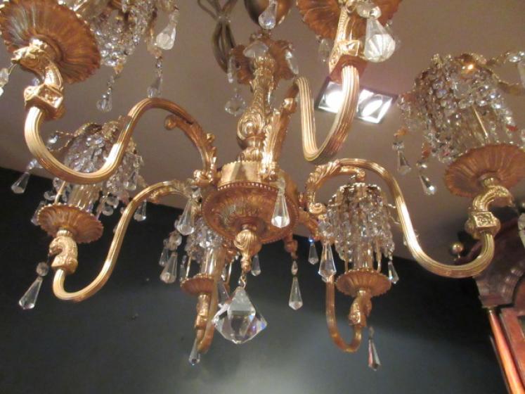 Pair of Matching 1920's Gilt Bronze Chandeliers - Image 2