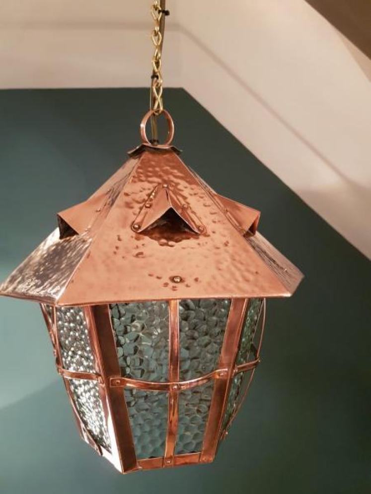 Arts and Crafts Copper Hall Lantern - Image 2