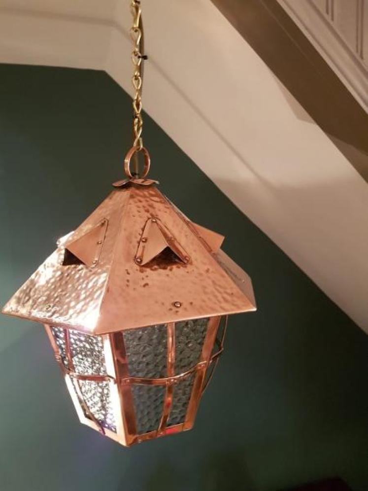 Arts and Crafts Copper Hall Lantern - Image 3