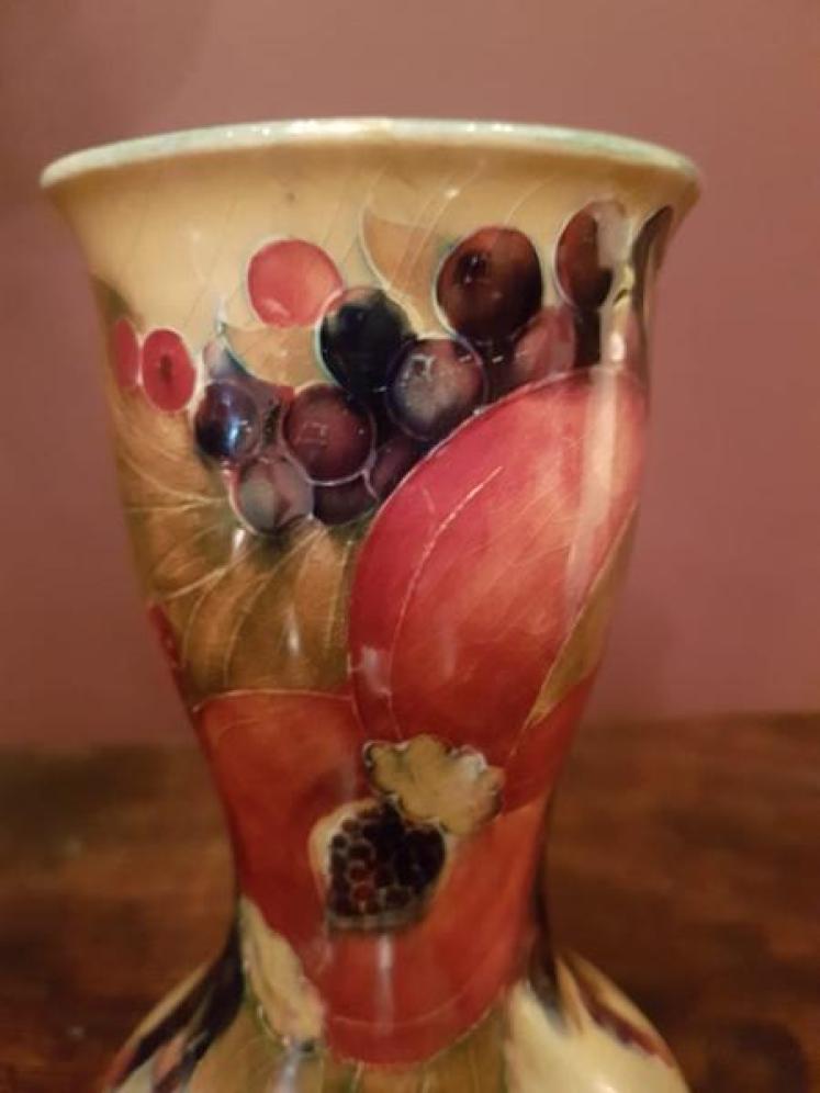 Early Moorcroft Pomegranate on Ochre Clay Vase - Image 3