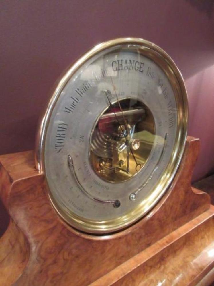 Superb Mid Victorian 8" Bronze Marine Barometer in Stand - Image 2