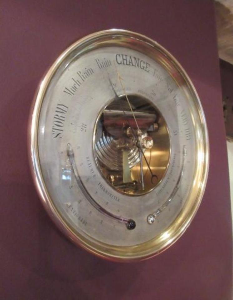 Superb Mid Victorian 8" Bronze Marine Barometer in Stand - Image 5