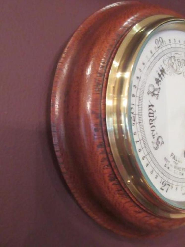 Edwardian Period Polished Oak Barometer - Image 2