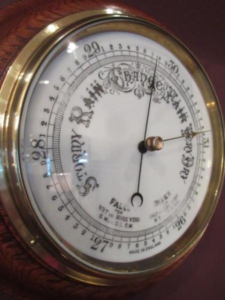 Edwardian Period Polished Oak Barometer - Image 3