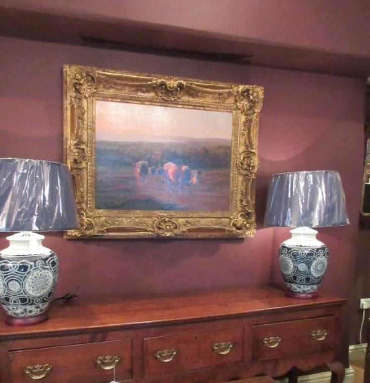 Superb Large Oil on Canvas Cattle Painting - Image 5