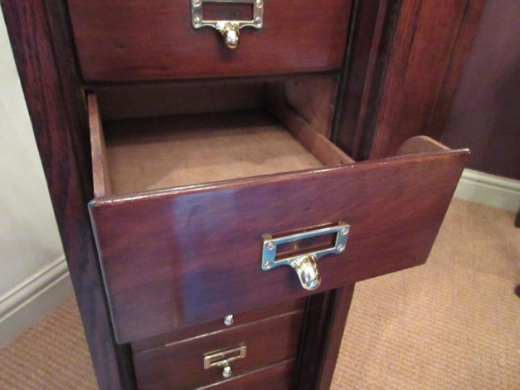 Slim Late Victorian Tambour Front Filing Cabinet - Image 4