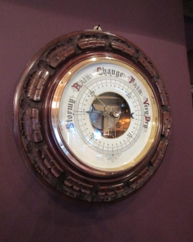 Impressive Victorian Antique Walnut 13.5" Barometer - Image 1
