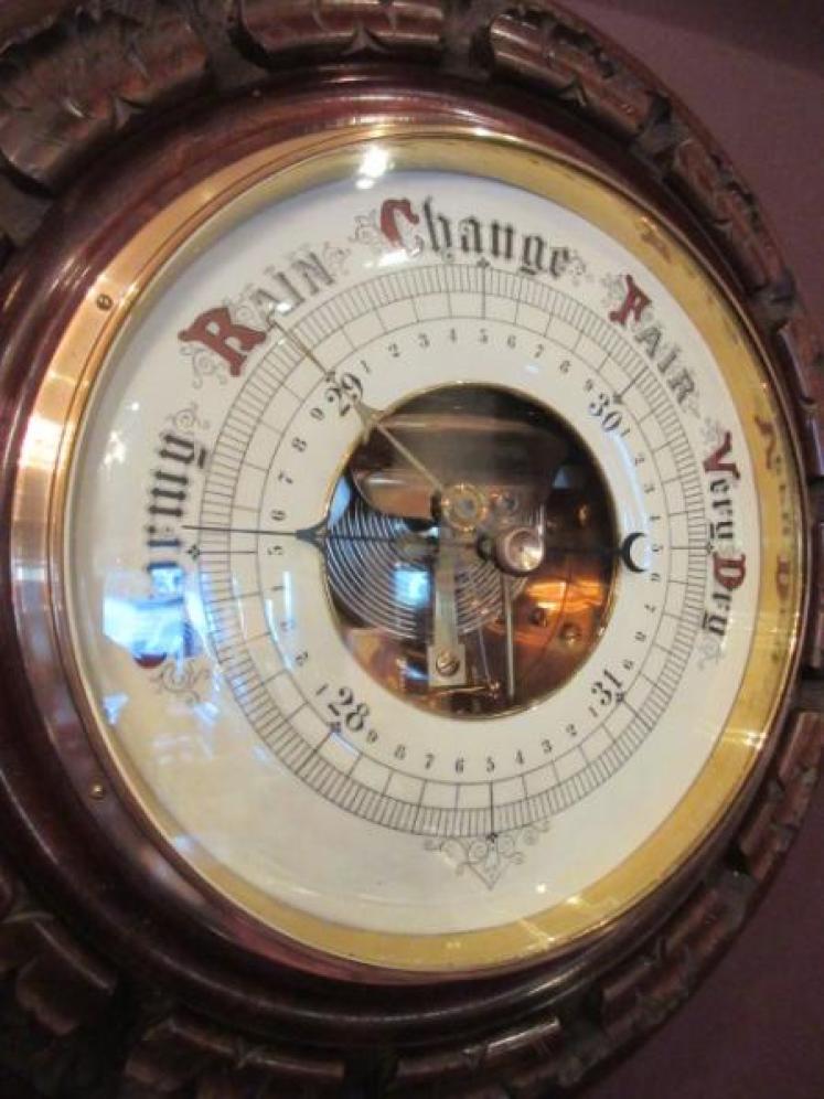 Impressive Victorian Antique Walnut 13.5" Barometer - Image 2