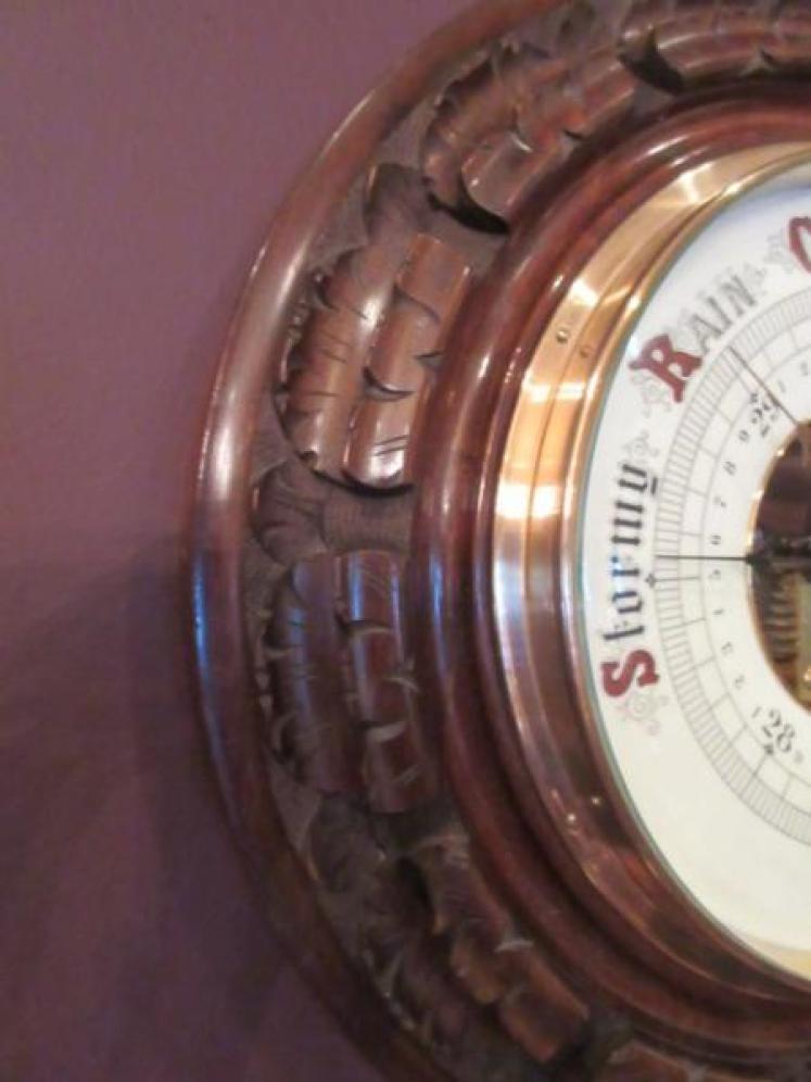 Impressive Victorian Antique Walnut 13.5" Barometer - Image 4