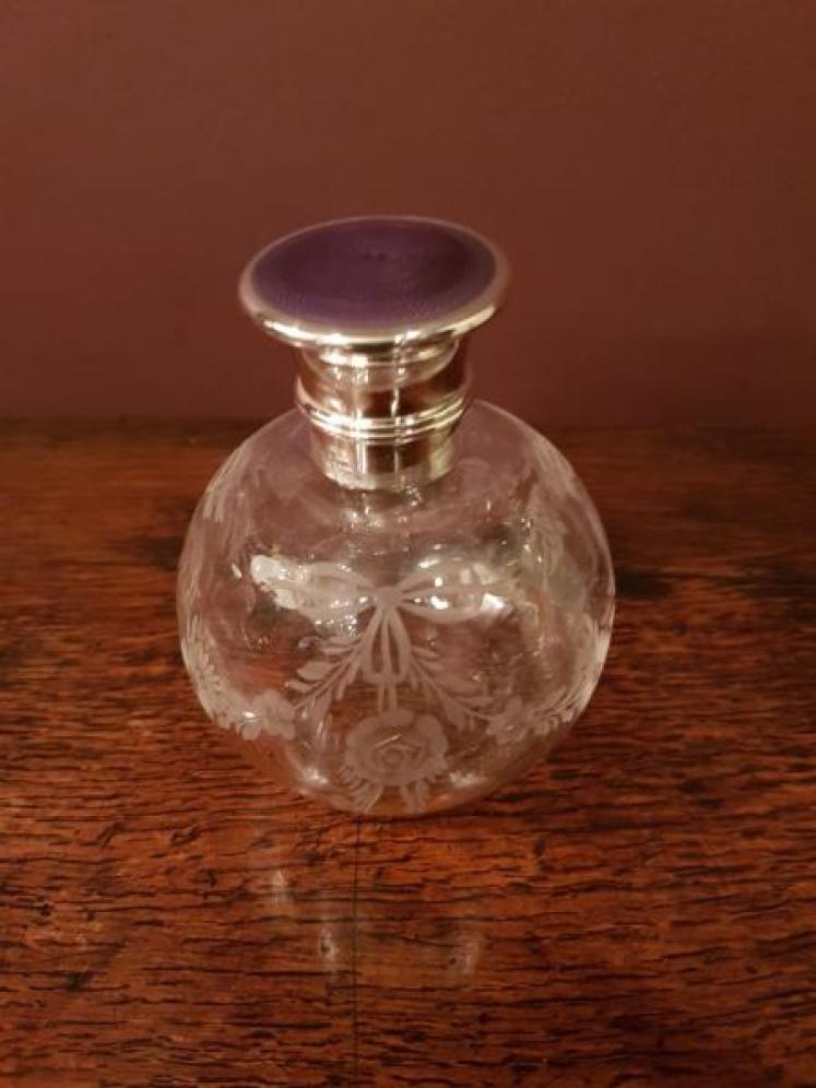 Rare Purple Enamel on Silver Mounted Scent - Image 1
