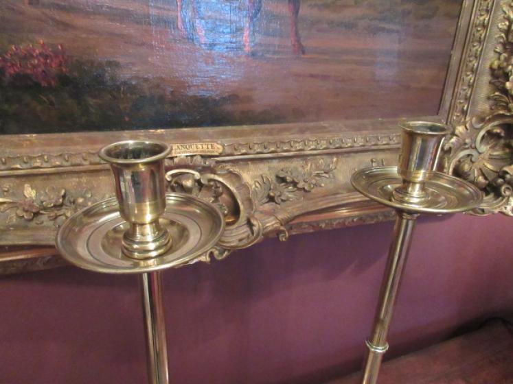 Pair of Early Victorian Brass Tall Taper Candlesticks - Image 2