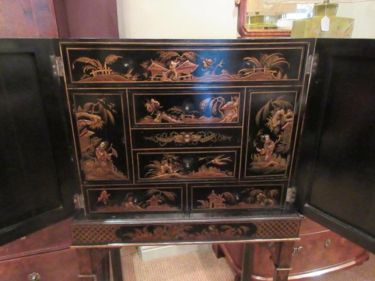 Edwardian Period Chinoiserie Collector's Cabinet on Stand - Image 3