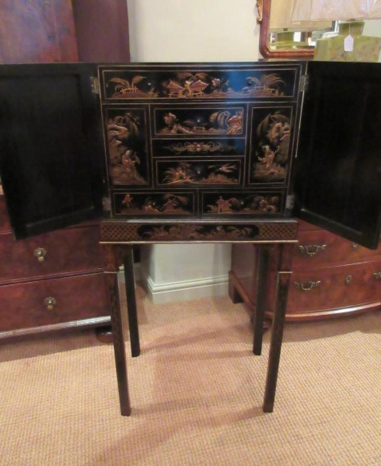 Edwardian Period Chinoiserie Collector's Cabinet on Stand - Image 5
