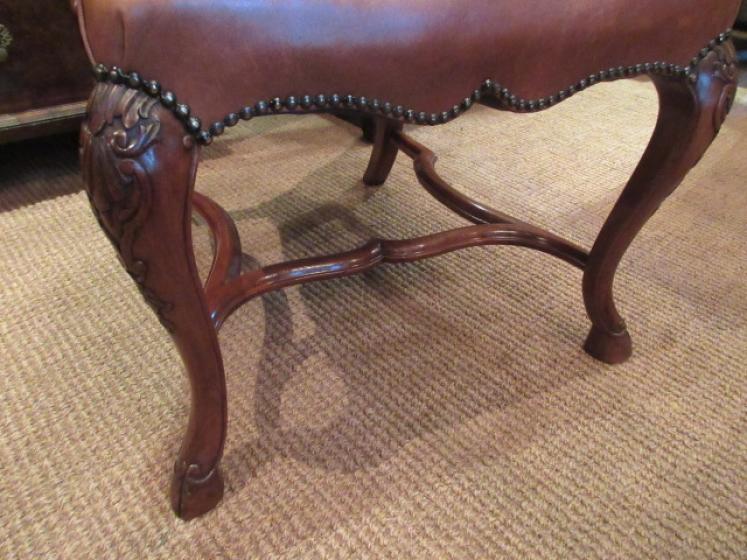 Late 19th Century Walnut & Leather Open Armchair - Image 3