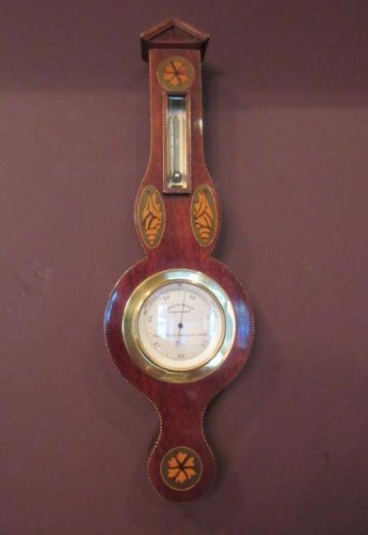 Superb Victorian Sheraton Inlaid Miniature Banjo Barometer - Image 1