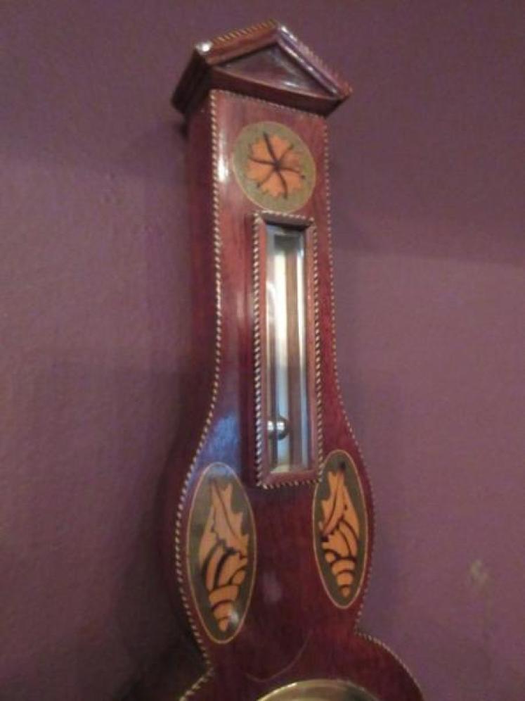 Superb Victorian Sheraton Inlaid Miniature Banjo Barometer - Image 2