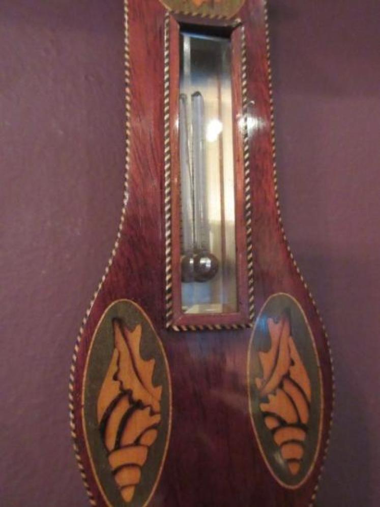 Superb Victorian Sheraton Inlaid Miniature Banjo Barometer - Image 3