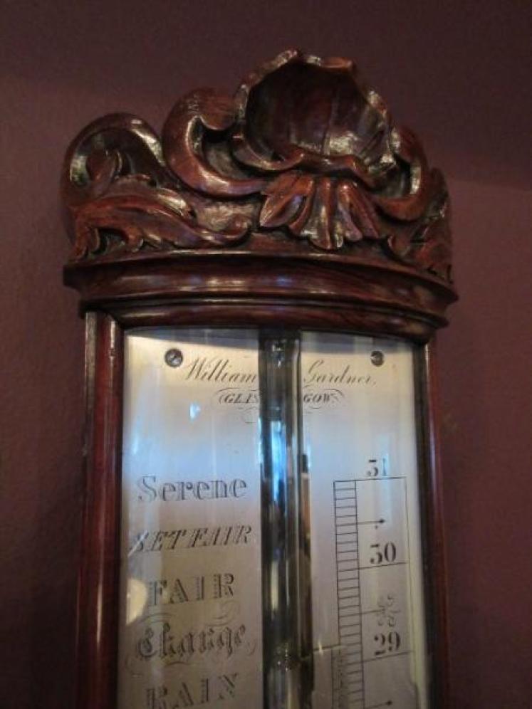 Fine Early Victorian Rosewood Bow Fronted Glasgow Stick Barometer - Image 3