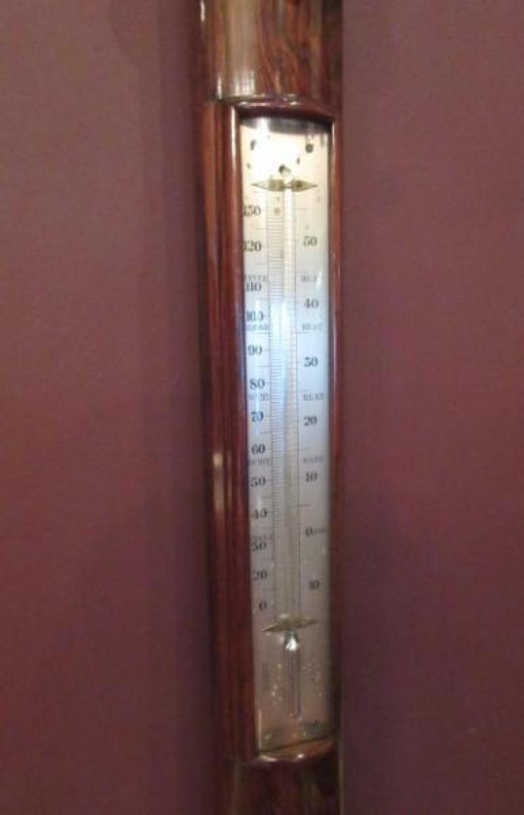 Fine Early Victorian Rosewood Bow Fronted Glasgow Stick Barometer - Image 4