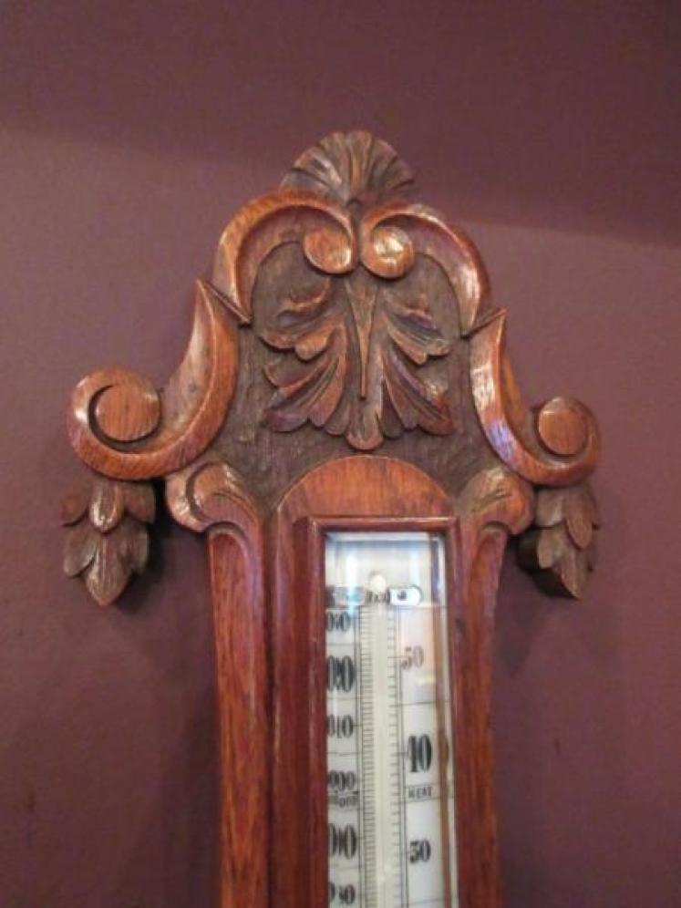 Superb Mid Victorian Polished Oak Banjo Barometer - Image 2